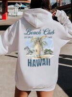 beach club surf hawaii grey hoodie