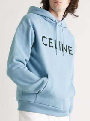 Unisex Celine Blue Pullover Hoodie