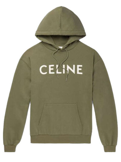 Unisex Celine Printed Green Pullover Hoodie