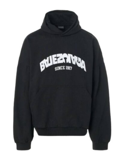 Unisex Round Oversized Balenciaga Black Pullover Hoodie