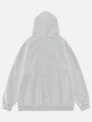 Unisex Star Patch Oversized Zip-Up Hoodie