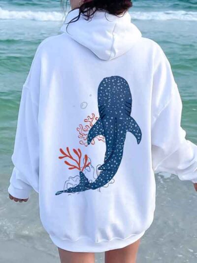 Unisex Whale White Hoodie