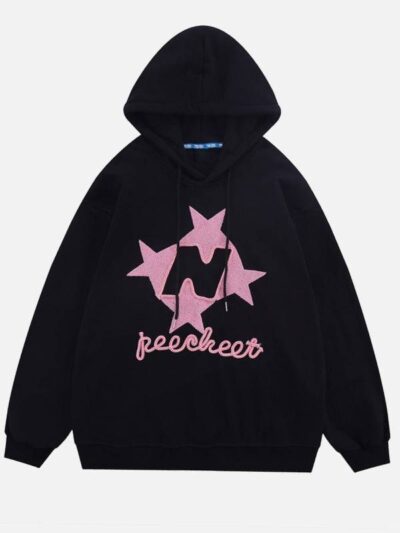 Vamtac Vintage Star Patch Oversized Pullover Hoodie