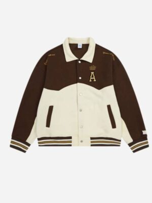 Vintage A Logo Brown And White College Varsity Jacket