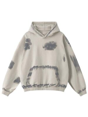 Vintage Ripped Distress Beige Pullover Hoodie