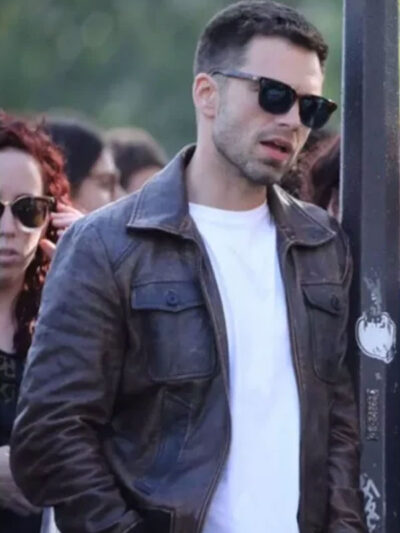 355 Sebastian Stan Brown Leather Jacket