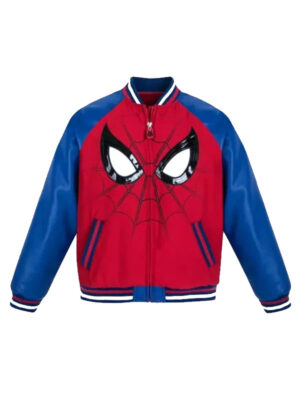 90's Spiderman Varsity Bomber Leather Jacket