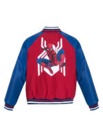 90's Spiderman Varsity Bomber Leather Jacket