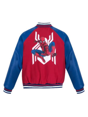 90's Spiderman Varsity Bomber Leather Jacket