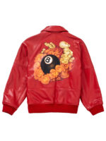 AW19 Martin Supreme Wong 8 Ball Red Varsity Leather Jacket