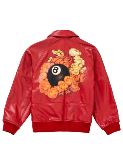 AW19 Martin Supreme Wong 8 Ball Red Varsity Leather Jacket