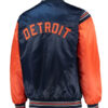 Detroit Tigers Starter Navy & Orange Enforce Satin Bomber Jacket