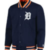 Detroit Tigers Starter Secret Weapon Polyester Navy Bomber Jacket