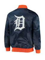 Detroit Tigers Starter The Ambassador Full-Zip Navy Satin Bomber Jacket