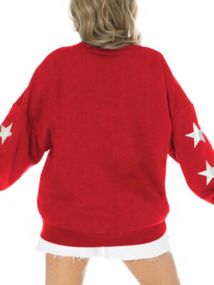 Kansas City Chiefs OVersized Star Sleeve Red Sweatshirt