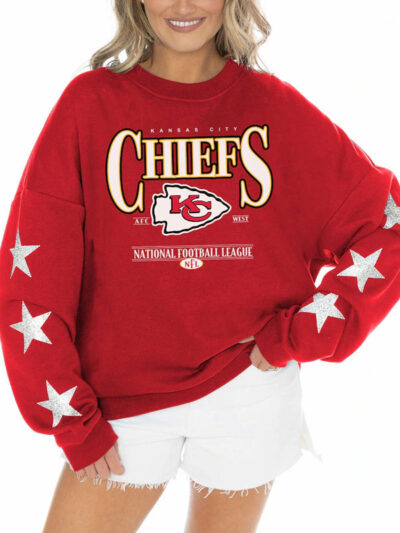 Kansas City Chiefs OVersized Star Sleeve Red Sweatshirt
