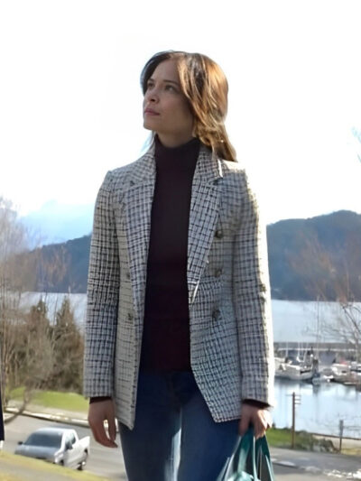 Kristin Kreuk Murder in a Small Town Tweed Checker Blazer