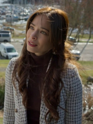 Kristin Kreuk Murder in a Small Town Tweed Checker Blazer