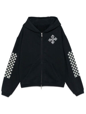 RHUDE Cross Printed Black Zip-Up Hoodie