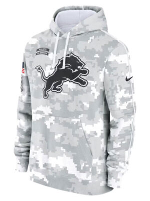 Salute to Service Detroit Lions Grey Camo Pullover Hoodie