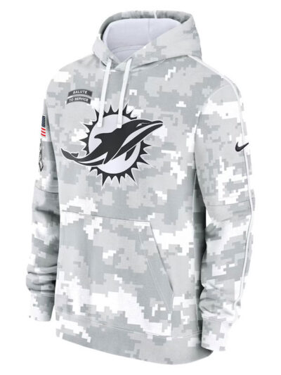 Salute to Service Miami Dolphins Grey Camo Pullover Hoodie