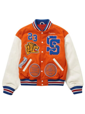 Supreme Tiger Varsity Orange and White Jacket