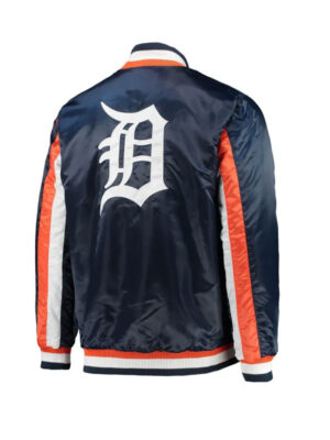 Tigers Detroit Starter Navy The Ace Full-Snap Satin Bomber Jacket