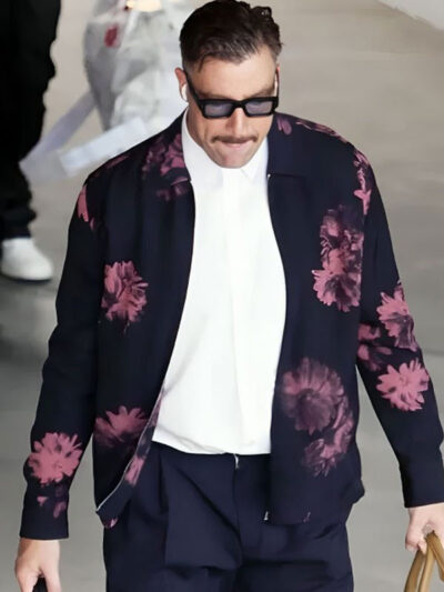 Travis Kelce Pink Flower Zip-Up Jacket