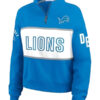 Erin Andrews Detroit Lions Blue Quarter-Zip Jacket