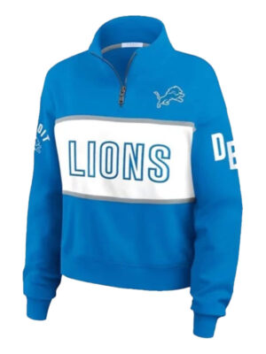 Erin Andrews Detroit Lions Blue Quarter-Zip Jacket