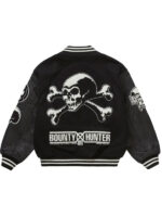 Wool and Leather Supreme Bounty Hunter Black Bomber Jacket