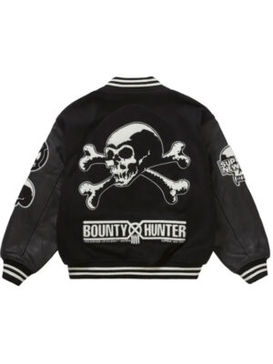 Wool and Leather Supreme Bounty Hunter Black Bomber Jacket