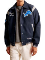 Abercrombie Detroit Lions Blue Varsity Jacket