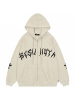 Besu Nota Rhinestone Oversized Zip-Up Hoodie