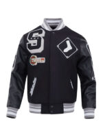 Black Chicago White Sox Mashup Wool & Leather Varsity Jacket