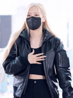 Blackpink Rose K-POP Fashion Bomber Leather Jacket