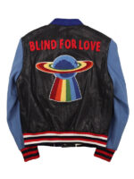 Blind For Love Leather Varsity Jacket