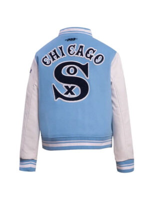 Blue and White Chicago White Sox Men’s Wool & Leather Varsity Jacket