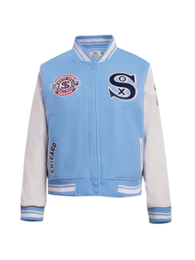 Blue and White Chicago White Sox Men’s Wool & Leather Varsity Jacket