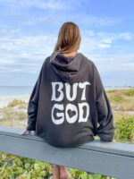 But God Grey Oversized Pullover Hoodie