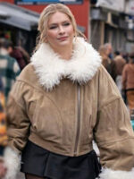 Camille Razat Emily In Paris S04 Fur Trim Suede Jacket