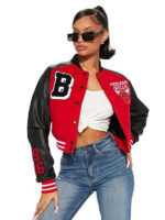 Chicago Bulls Cropped Letterman Varsity Jacket