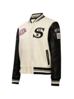 Chicago White Sox Rib Knitted White and Black Varsity Jacket