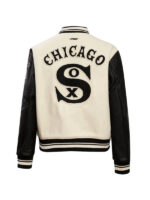 Chicago White Sox Rib Knitted White and Black Varsity Jacket