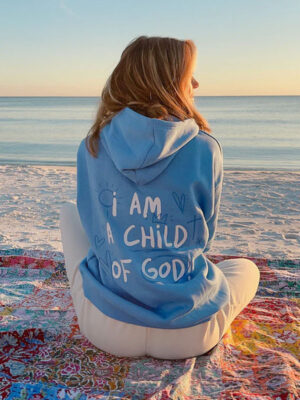 Child Of God Blue Oversized Pullover Hoodie