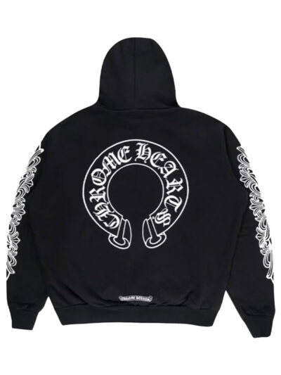 Chrome Hearts Horseshoe Floral Black Pullover Hoodie