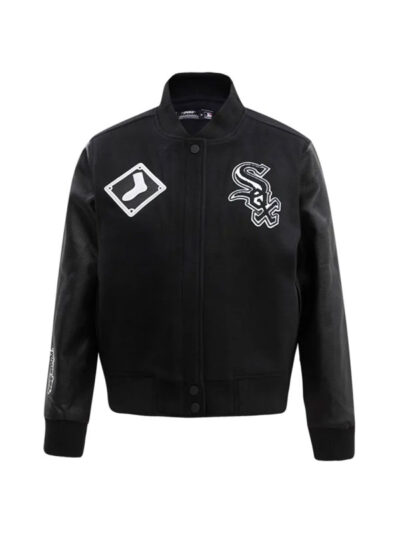 Classic Chicago White Sox Black Wool & Leather Varsity Jacket