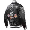 Classic Rib Knitted Chicago White Sox Black Satin Varsity Jacket