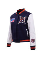 Detroit Tigers Men's Baseball Team Players Navy and White Varsity Jacket