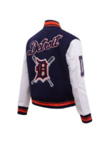 Detroit Tigers Men's Baseball Team Players Navy and White Varsity Jacket